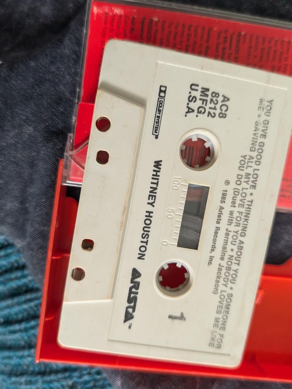 Whitney Houston Self Titled Cassette Tape Original Vintage Red Case - Picture 2 of 6